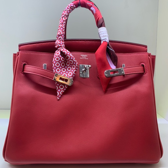 Hermes Handbags - BNWB HERMES BIRKIN 25 Vermilion Red Swift SHW